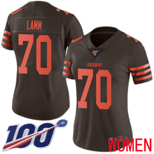 Cleveland Browns Kendall Lamm Women Brown Limited Jersey 70 NFL Football 100th Season Rush Vapor Untouchable